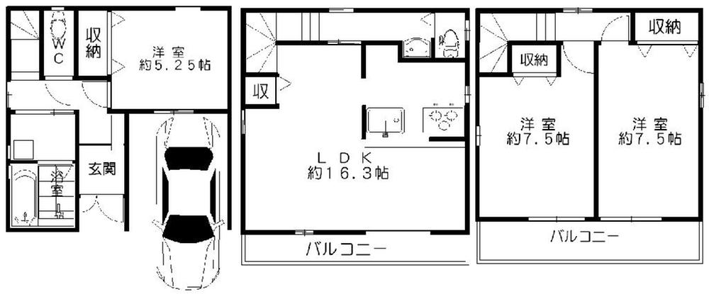Floor plan. 26,800,000 yen, 3LDK, Land area 73.09 sq m , Building area 102.2 sq m