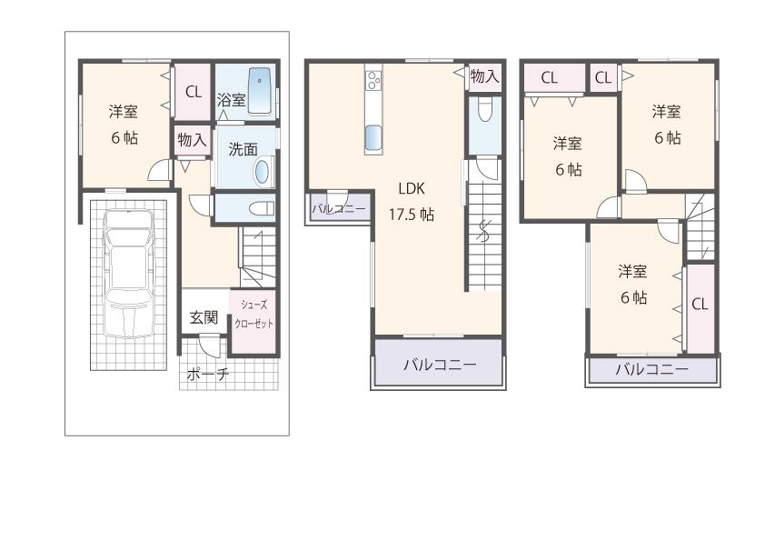 Floor plan. 24,800,000 yen, 4LDK, Land area 73.22 sq m , Building area 102.26 sq m