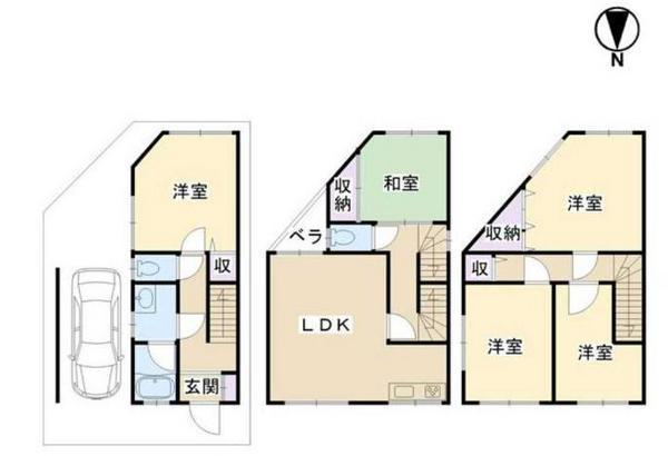 Floor plan. 15 million yen, 5LDK, Land area 52.11 sq m , Building area 104.34 sq m