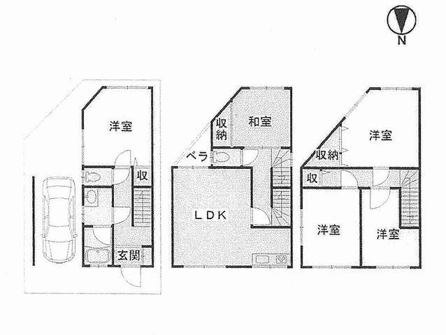Floor plan. 15 million yen, 5LDK, Land area 52.11 sq m , Building area 104.34 sq m Floor