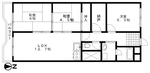 Floor plan. 3LDK + S (storeroom), Price 12.9 million yen, Footprint 71.7 sq m , Balcony area 8.01 sq m