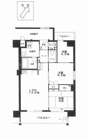 Floor plan. 3LDK, Price 36 million yen, Footprint 72 sq m , Balcony area 14.94 sq m Floor