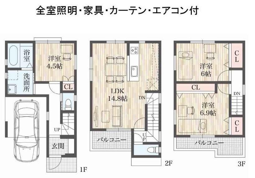 Floor plan. 22 million yen, 3LDK, Land area 51.52 sq m , Building area 91.39 sq m