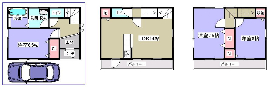 Floor plan. 26,954,000 yen, 3LDK, Land area 52 sq m , Building area 83.43 sq m