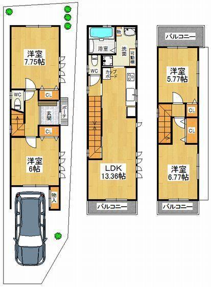 Floor plan. 27,800,000 yen, 4LDK, Land area 73.33 sq m , Building area 98.27 sq m