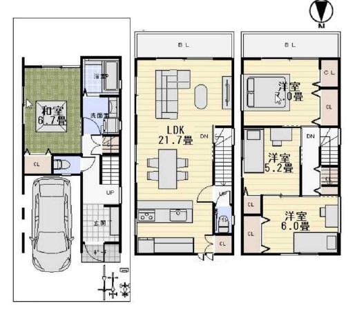 Floor plan. 23.8 million yen, 4LDK, Land area 70.05 sq m , Building area 109.76 sq m