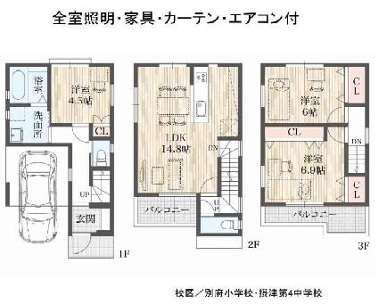 Floor plan. 22 million yen, 3LDK, Land area 51.52 sq m , Building area 91.39 sq m 3LDK