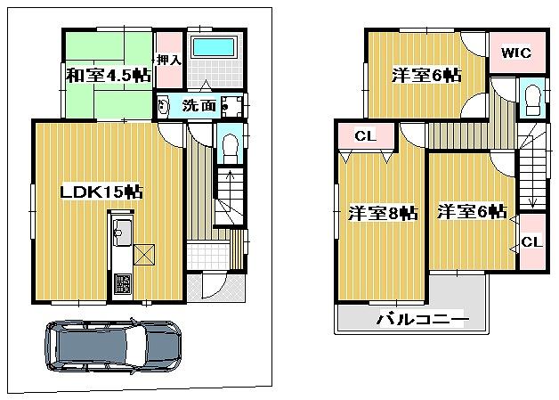 Floor plan. 24,800,000 yen, 4LDK, Land area 80.05 sq m , Building area 94.39 sq m