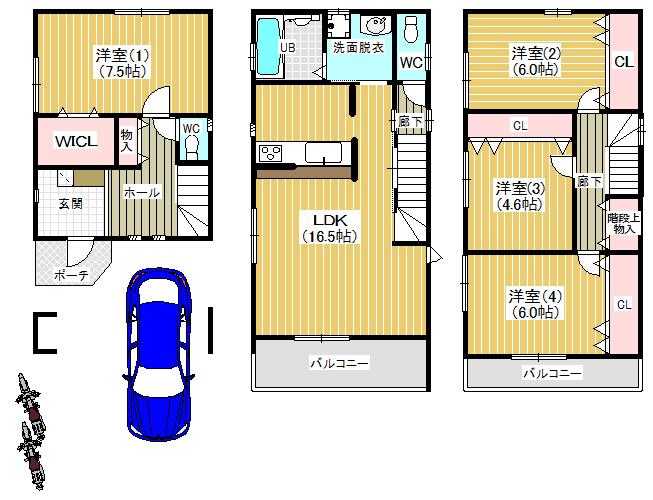 Floor plan. 31,800,000 yen, 4LDK, Land area 79.5 sq m , Building area 105.31 sq m