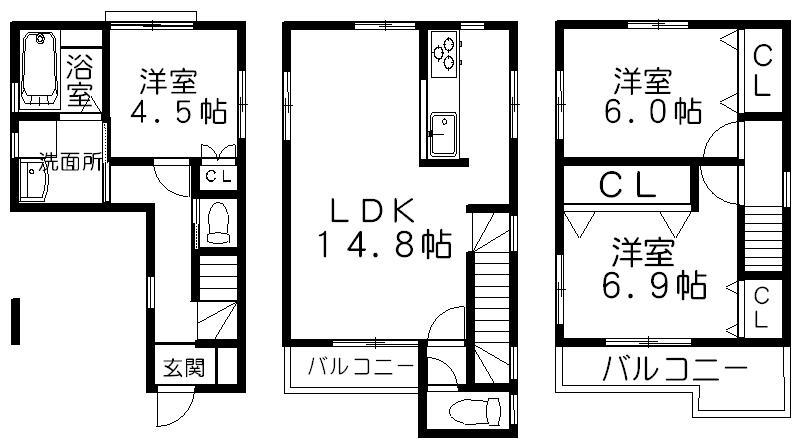 Floor plan. 22,800,000 yen, 3LDK, Land area 51.52 sq m , Building area 81.42 sq m