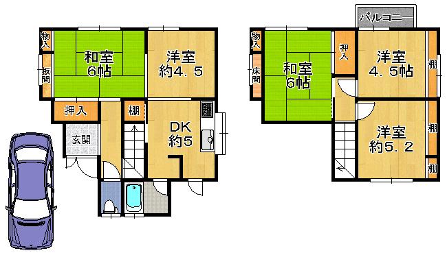 Floor plan. 18.5 million yen, 5DK, Land area 105.41 sq m , Building area 72.57 sq m