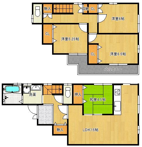 Floor plan. 29,800,000 yen, 4LDK, Land area 96.71 sq m , House building area 93.65 sq m sun hit good 3LDK