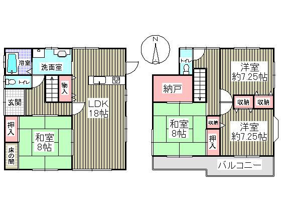 Floor plan. 25,800,000 yen, 4LDK + S (storeroom), Land area 200.02 sq m , Building area 125.09 sq m