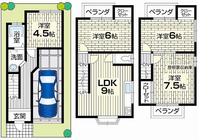 Floor plan. 9.8 million yen, 4LDK, Land area 39.27 sq m , Building area 84.13 sq m