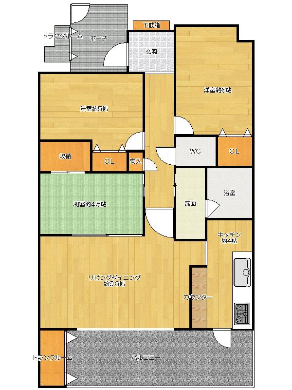 Floor plan. 3LDK, Price 19.7 million yen, Occupied area 65.86 sq m , Balcony area 14 sq m
