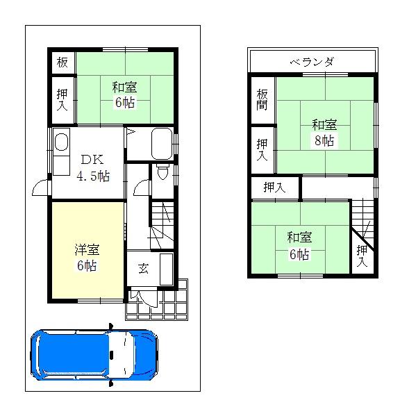 Floor plan. 12.8 million yen, 4DK, Land area 71.51 sq m , Building area 73.68 sq m