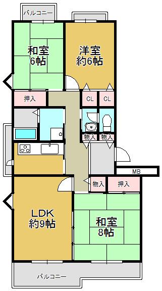 Floor plan. 3LDK, Price 11.8 million yen, Occupied area 80.27 sq m , Balcony area 12.92 sq m