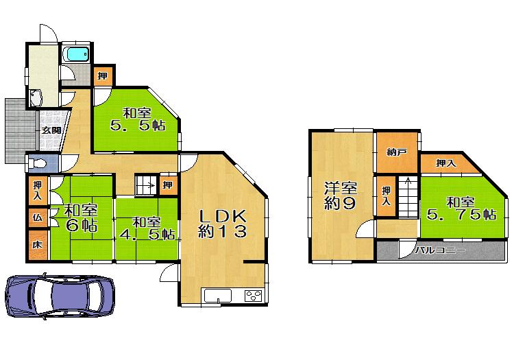 Floor plan. 13.8 million yen, 5LDK + S (storeroom), Land area 160.17 sq m , Building area 106.41 sq m