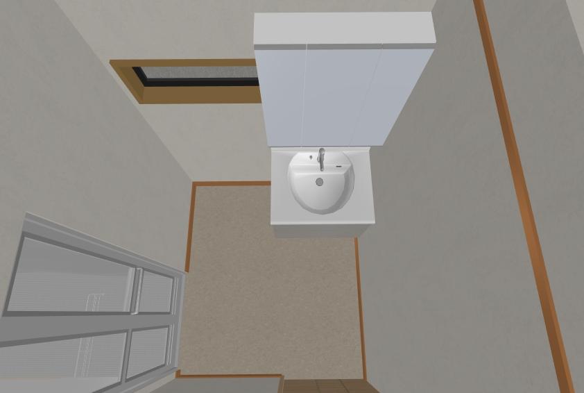 Wash basin, toilet. Rendering Perth