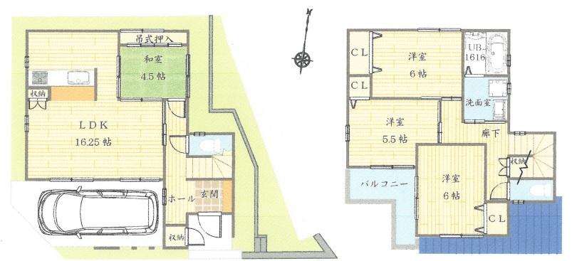 Floor plan. 42,800,000 yen, 4LDK, Land area 100.27 sq m , It is a building area of 104.89 sq m nice floor plan