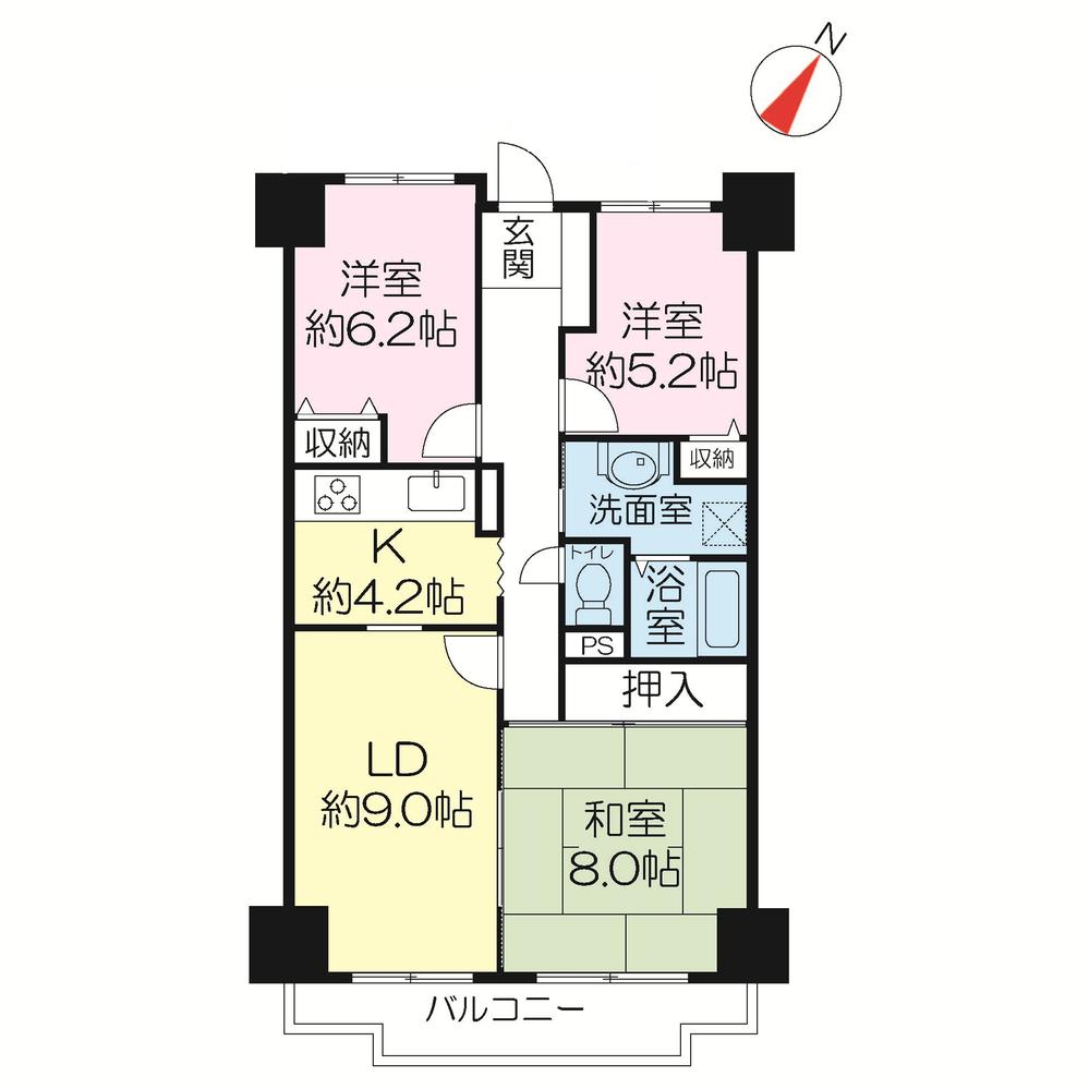 Floor plan. 3LDK, Price 17.8 million yen, Occupied area 75.66 sq m , Balcony area 12.91 sq m