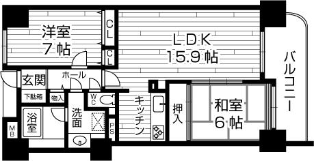Floor plan. 2LDK, Price 17.8 million yen, Occupied area 65.01 sq m , Balcony area 8.52 sq m