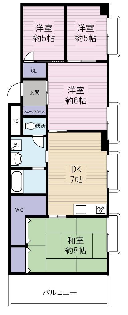 Floor plan. 4DK, Price 14 million yen, Occupied area 62.15 sq m , Balcony area 3.5 sq m