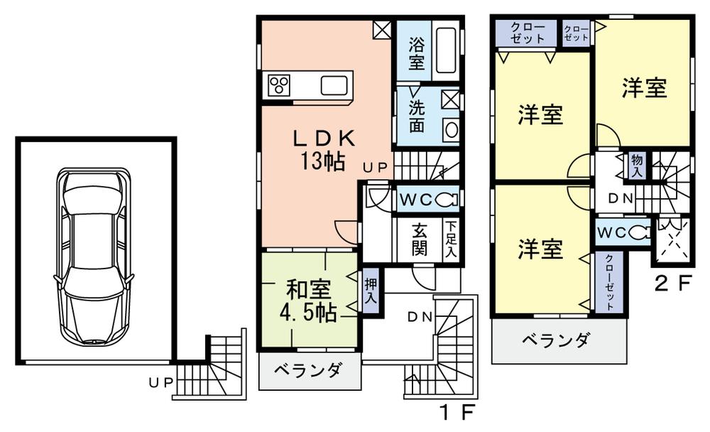 Floor plan. 32,800,000 yen, 4LDK, Land area 72.62 sq m , Building area 108.01 sq m