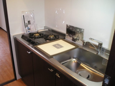 Kitchen. It is a two-necked Gasukitchin! Sink also housed is also spacious