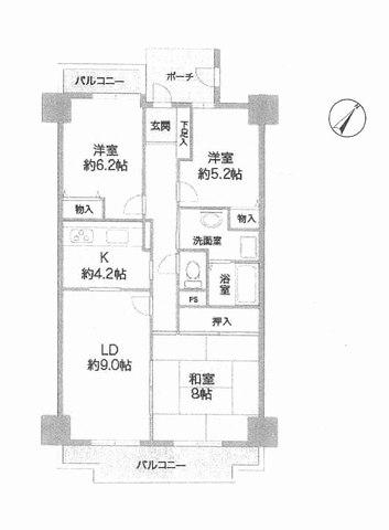 Floor plan. 3LDK, Price 17.8 million yen, Occupied area 75.66 sq m , Balcony area 12.91 sq m Floor
