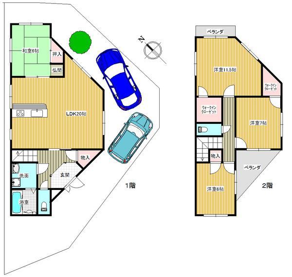 Floor plan. 46,800,000 yen, 4LDK, Land area 161.77 sq m , It is a building area of ​​119.23 sq m corner lot. 