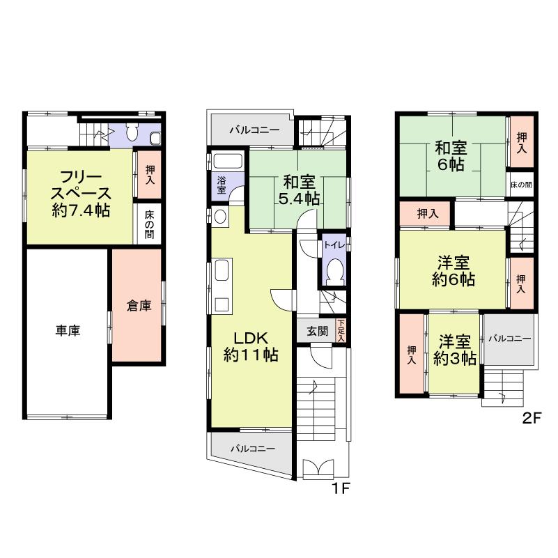 Floor plan. 16.8 million yen, 4LDK + S (storeroom), Land area 73.85 sq m , Building area 115.15 sq m