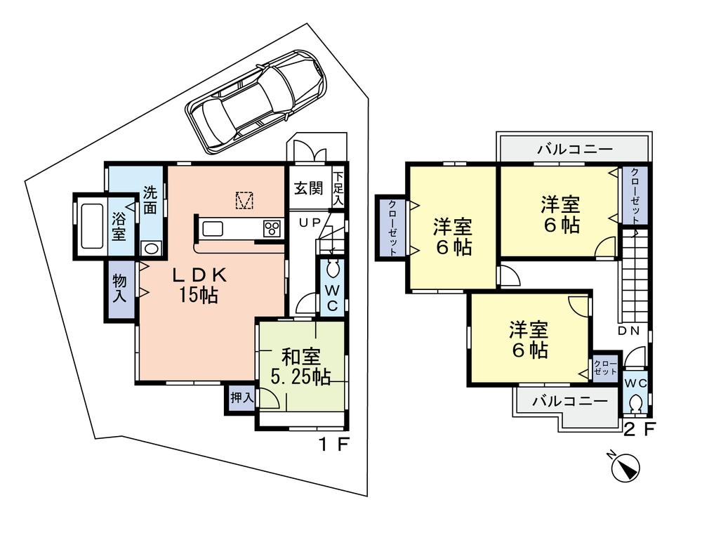 Floor plan. 34,800,000 yen, 4LDK, Land area 94.42 sq m , Building area 92.74 sq m