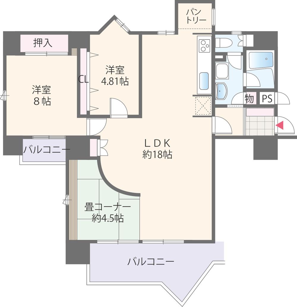 Floor plan. 3LDK, Price 19,800,000 yen, Occupied area 80.36 sq m , Balcony area 10.22 sq m