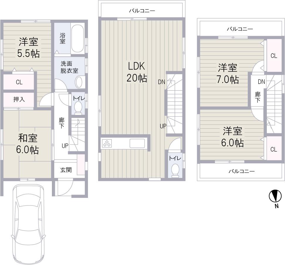 Floor plan. 34,800,000 yen, 3LDK + S (storeroom), Land area 81.24 sq m , Building area 105.98 sq m
