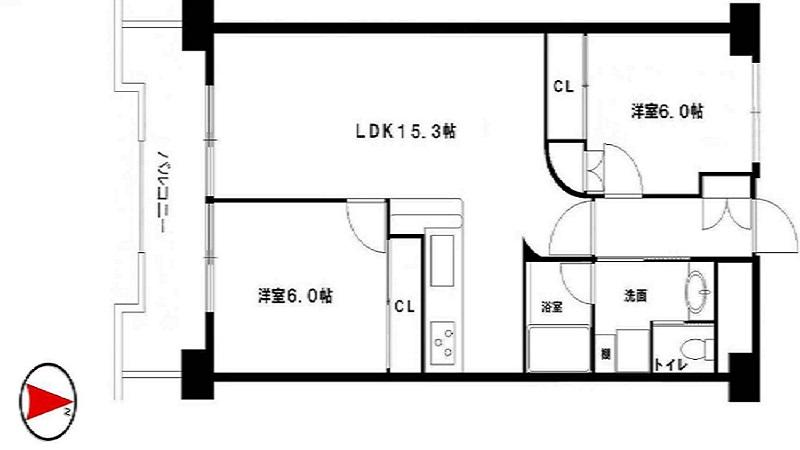 Floor plan. 2LDK, Price 16.8 million yen, Footprint 60.5 sq m , Stylish space of a balcony area 9.15 sq m 2LDK