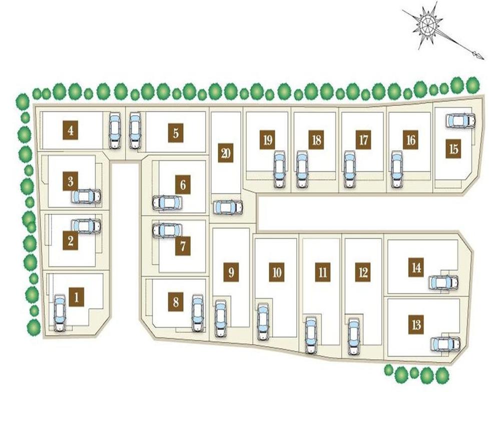 The entire compartment Figure. It is newly built subdivision of all 20 compartments consisting of a two-story and a three-storey. 