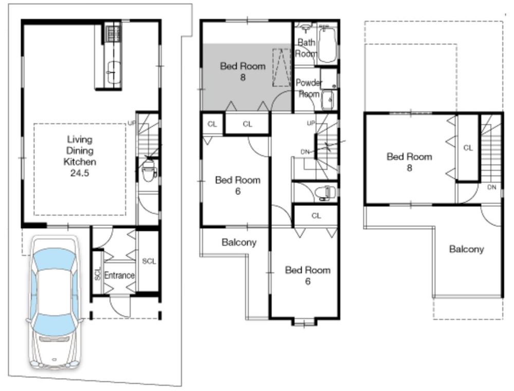 Building plan example (floor plan). Building plan example (No. 9 locations) 4LDK, Land price 20 million yen, Land area 90.01 sq m , Building price 20.8 million yen, Building area 121.23 sq m