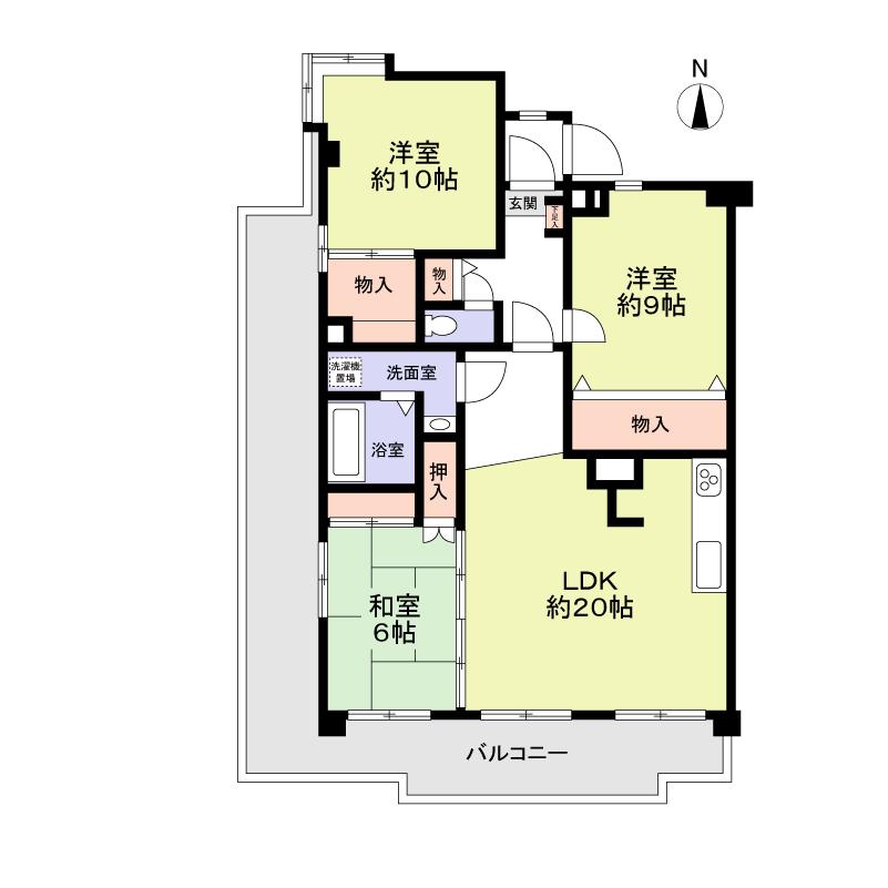 Floor plan. 3LDK, Price 24,900,000 yen, Occupied area 94.99 sq m , Balcony area 24.99 sq m