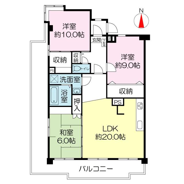 Floor plan. 3LDK, Price 24,900,000 yen, Occupied area 90.48 sq m , Balcony area 18 sq m