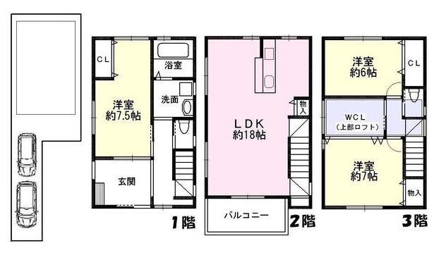 Floor plan. 31,800,000 yen, 3LDK, Land area 75.14 sq m , Building area 106.01 sq m