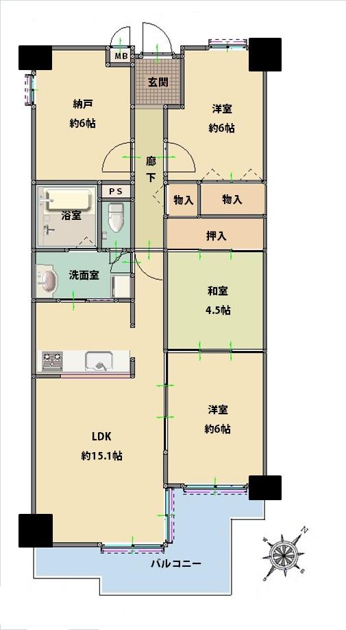 Floor plan. 3LDK + S (storeroom), Price 16.8 million yen, Footprint 81 sq m , Balcony area 11 sq m southeast, Pets welcome breeding! ! It is pre-renovation!