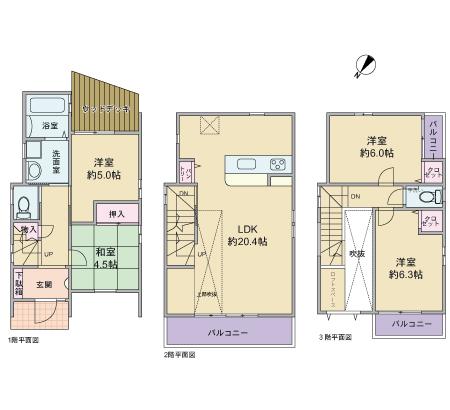 Floor plan. 31,800,000 yen, 4LDK, Land area 86.75 sq m , A building area of ​​101.24 sq m Japanese-style room 4LDK, The first floor of the wood deck is also useful to hang out the laundry!