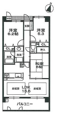 Floor plan. 3LDK, Price 17.8 million yen, Occupied area 70.27 sq m , Balcony area 11.52 sq m