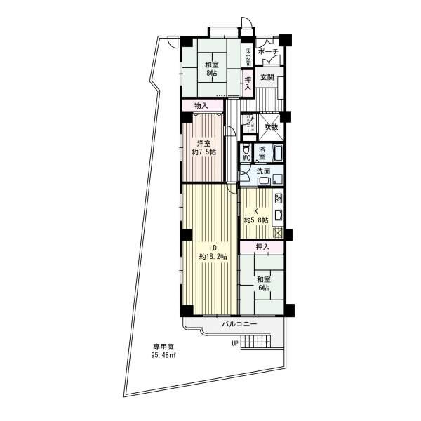 Floor plan. 3LDK, Price 23.6 million yen, Footprint 108.09 sq m , Balcony area 8.11 sq m