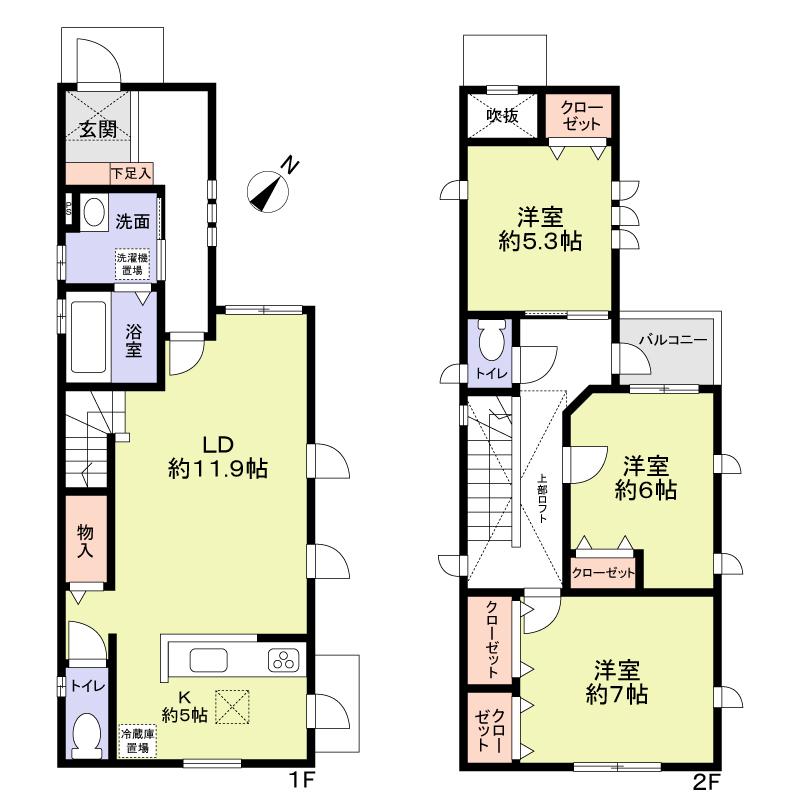 Floor plan. 39,800,000 yen, 3LDK, Land area 101.16 sq m , Building area 93.15 sq m