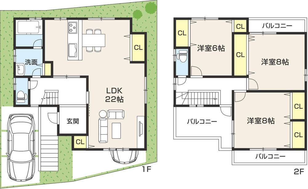 Floor plan. (Senriyamanishi No. 3 locations), Price 42,800,000 yen, 3LDK, Land area 100.45 sq m , Building area 123.93 sq m