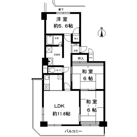 Floor plan. 3LDK, Price 14.8 million yen, Occupied area 71.38 sq m , Balcony area 14.75 sq m