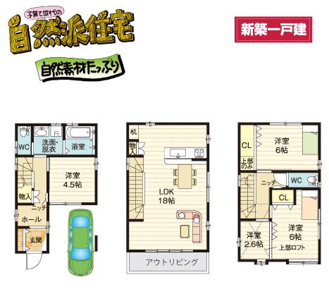 Floor plan. 32,500,000 yen, 4LDK, Land area 60.2 sq m , Both within a 10-minute building area 103.41 sq m 2WAY access. Commute ・ Convenient to commute.