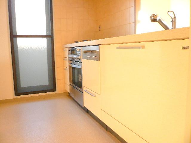 Kitchen. There is a back door, Ease of use is a good kitchen.